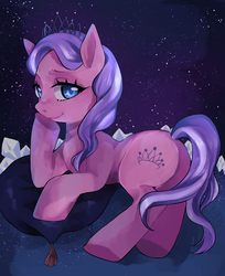 Size: 1500x1838 | Tagged: safe, artist:fyukue, diamond tiara, earth pony, pony, g4, female, pillow, solo