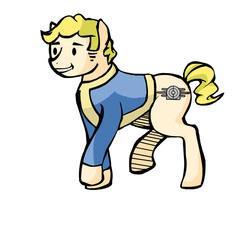 Size: 900x812 | Tagged: artist needed, safe, earth pony, pony, fallout equestria, 8chan, crossover, fallout, male, ponified, simple background, solo, stallion, vault boy