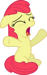 Size: 2256x3584 | Tagged: safe, artist:porygon2z, apple bloom, earth pony, pony, brotherhooves social, g4, eyes closed, female, high res, missing accessory, open mouth, simple background, sitting, solo, transparent background, upset, vector