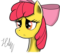 Size: 1200x1080 | Tagged: safe, artist:hanzel2, apple bloom, g4, adorabloom, cute, female, looking at you, portrait, sad, solo