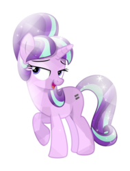 Size: 5000x6590 | Tagged: safe, artist:meteor-spark, starlight glimmer, crystal pony, pony, unicorn, g4, absurd resolution, bedroom eyes, crystallized, equal cutie mark, female, mare, raised hoof, s5 starlight, simple background, smiling, solo, transparent background