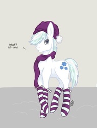 Size: 729x960 | Tagged: safe, artist:serenity, double diamond, g4, clothes, male, scarf, simple background, socks, solo, striped socks