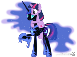 Size: 1042x767 | Tagged: safe, artist:90sigma, nightmare moon, twilight sparkle, alicorn, pony, unicorn, g4, cute, duo, duo female, female, hug, mare, simple background, transparent background, unicorn twilight