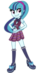 Size: 650x1228 | Tagged: safe, artist:breezyblueyt, artist:mixiepie, sonata dusk, equestria girls, g4, my little pony equestria girls: friendship games, accessory swap, bowtie, clothes, clothes swap, crystal prep academy, crystal prep academy uniform, crystal prep shadowbolts, female, high heels, school uniform, simple background, skirt, smiling, socks, solo, transparent background, when she smiles