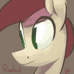 Size: 1000x1000 | Tagged: safe, artist:flowbish, roseluck, earth pony, pony, g4, close-up, female, mare, portrait, simple background, solo