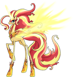 Size: 800x839 | Tagged: safe, artist:kaizerin, sunset shimmer, alicorn, pony, equestria girls, g4, my little pony equestria girls: friendship games, alicornified, concave belly, daydream shimmer, equestria girls ponified, female, horseshoes, lanky, long legs, long neck, long tail, magic, necc, ponified, princess, race swap, simple background, skinny, solo, stylized, tail, thin, thin legs, transparent background