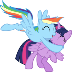 Size: 10672x10687 | Tagged: safe, artist:sagegami, rainbow dash, twilight sparkle, alicorn, pony, g4, magical mystery cure, absurd resolution, cute, duo, female, hug, mare, simple background, transparent background, twilight sparkle (alicorn), vector