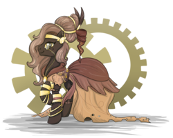 Size: 1250x1000 | Tagged: safe, artist:bratzoid, oc, oc only, earth pony, pony, clothes, dress, gears, monocle, solo