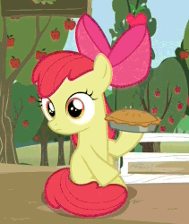 Size: 472x560 | Tagged: safe, screencap, apple bloom, earth pony, pony, brotherhooves social, g4, adorabloom, animated, cute, eating, female, majestic as fuck, messy eating, pie, silly, silly filly, silly pony, uncouth
