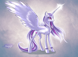 Size: 1200x876 | Tagged: safe, artist:rriava, oc, oc only, oc:princess cornelia, oc:violet flake, alicorn, pony, alicorn oc, solo