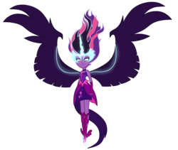 Size: 8293x7000 | Tagged: safe, artist:mixiepie, sci-twi, twilight sparkle, equestria girls, g4, my little pony equestria girls: friendship games, absurd resolution, bare shoulders, clothes, dress, female, fingerless gloves, gloves, horn, midnight sparkle, paint tool sai, simple background, sleeveless, solo, strapless, transparent background, vector, wings