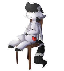 Size: 2491x2773 | Tagged: safe, artist:oddends, oc, oc only, oc:thunder wave, vampony, chest fluff, cigarette, fangs, high res, sitting, smoking, solo