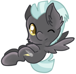 Size: 2876x2792 | Tagged: safe, artist:cutepencilcase, thunderlane, pegasus, pony, g4, chibi, cute, high res, looking at you, male, simple background, solo, stallion, thunderbetes, transparent background, wink, winking at you