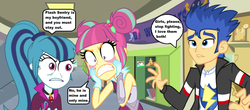 Size: 1024x451 | Tagged: safe, artist:themexicanpunisher, flash sentry, sonata dusk, sour sweet, equestria girls, g4, my little pony equestria girls: friendship games, eyelid pull, female, love triangle, male, meme, senata, shipping, sour rage, sour sentry, special eyes, straight