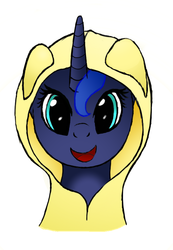 Size: 591x854 | Tagged: safe, artist:ponyhd, princess luna, g4, female, raincoat, simple background, smiling, solo