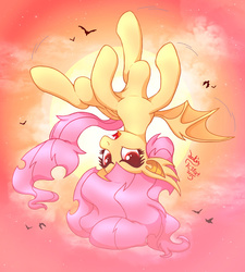 Size: 1800x2000 | Tagged: safe, artist:joakaha, fluttershy, bat, bat pony, pony, g4, 2015, female, flutterbat, halloween, open mouth, playful, signature, solo, theme, upside down