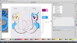 Size: 1920x1080 | Tagged: safe, artist:parclytaxel, oc, oc only, oc:aurora scale, oc:parcly taxel, alicorn, lamia, original species, pony, alicorn oc, heart, inkscape, linux, screenshots, smiling, trisquel, vector, wip