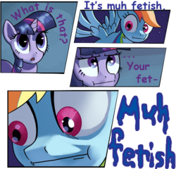 Size: 500x480 | Tagged: safe, artist:tswt, edit, rainbow dash, twilight sparkle, g4, :i, comic, muh, reaction image, stare, that is my fetish