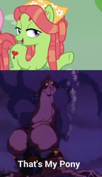 Size: 588x1024 | Tagged: safe, screencap, tree hugger, earth pony, pony, g4, make new friends but keep discord, big breasts, breasts, cropped, female, love tree, meme, not a penis, that's my pony, that's my x, the last unicorn