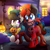 Size: 2250x2250 | Tagged: safe, artist:shinodage, oc, oc only, oc:aggie, oc:krylone, fox, clothes, cosplay, costume, cute, five nights at freddy's, foxy, halloween, high res, kryggie, nightmare night