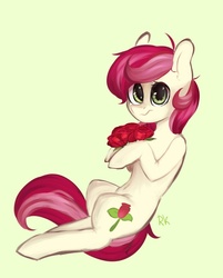 Size: 868x1080 | Tagged: artist needed, safe, roseluck, earth pony, pony, g4, belly button, cute, female, mare, rose, solo