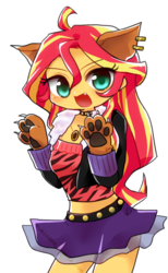 Size: 839x1360 | Tagged: safe, artist:c-minded, sunset shimmer, werewolf, equestria girls, g4, clawdeen wolf, clothes, costume, crossover, earring, female, monster high, piercing, solo