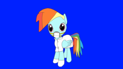 Size: 1920x1080 | Tagged: safe, artist:yoyoyoshio, rainbow dash, g4, clothes, dust mask, gloves, lab coat, latex gloves, mask