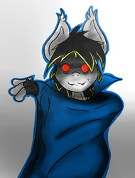 Size: 475x625 | Tagged: safe, artist:radecfrack, oc, oc only, vampire, anthro, cape, clothes, glasses, solo