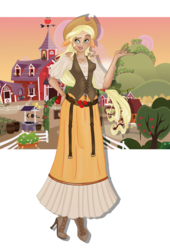 Size: 2000x2941 | Tagged: safe, artist:moryartix, applejack, human, g4, eared humanization, female, high heels, high res, humanized, pony ears, shoes, simple background, solo, transparent background