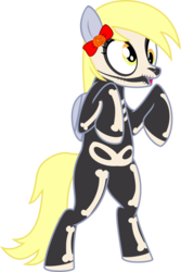 Size: 3000x4499 | Tagged: safe, artist:up1ter, derpy hooves, pony, g4, bipedal, bone, clothes, costume, cute, female, simple background, skeleton costume, solo, transparent background, vector