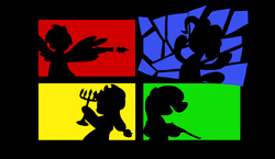 Size: 1031x600 | Tagged: safe, artist:slamjam, applejack, pinkie pie, rainbow dash, rarity, g4, screencheat, silhouette