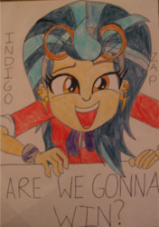 Size: 993x1413 | Tagged: safe, artist:blazingdazzlingdusk, indigo zap, equestria girls, g4, my little pony equestria girls: friendship games, are we gonna win?, crystal prep academy, crystal prep shadowbolts, cute, drawing, happy, smiling, traditional art, zapabetes