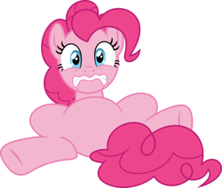 Size: 3568x3023 | Tagged: safe, artist:porygon2z, pinkie pie, g4, the one where pinkie pie knows, belly, featureless crotch, female, frown, high res, scared, simple background, solo, transparent background, vector, wavy mouth