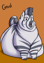 Size: 2507x3541 | Tagged: safe, artist:gradoge, oc, oc only, oc:floora once, zebra, fat, high res, impossibly large belly, impossibly large butt, impossibly large everything, looking at you, morbidly obese, obese, open mouth