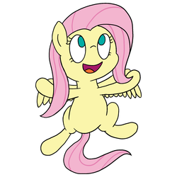 Size: 1500x1500 | Tagged: safe, artist:geonine, fluttershy, g4, :d, female, hug request, simple background, smiling, solo, spread wings
