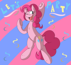 Size: 4457x4121 | Tagged: safe, artist:illogical, pinkie pie, earth pony, pony, g4, absurd resolution, bipedal, female, open mouth, smiling, solo, underhoof, wink