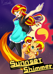 Size: 1259x1761 | Tagged: safe, artist:chuuji kamizaki, sunset shimmer, pony, unicorn, equestria girls, g4, humanized, pixiv, self ponidox