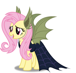 Size: 8000x7669 | Tagged: safe, artist:8-notes, fluttershy, pegasus, pony, g4, scare master, absurd resolution, bat ears, cape, clothes, costume, fake flutterbat, female, flutterbat costume, nightmare night, nightmare night costume, open mouth, ponyscape, simple background, solo, transparent background, vector
