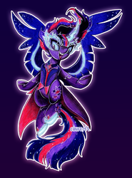 Size: 2000x2700 | Tagged: safe, artist:cihiiro, sci-twi, twilight sparkle, equestria girls, g4, my little pony equestria girls: friendship games, equestria girls ponified, female, high res, midnight sparkle, ponified, signature, solo, traditional art