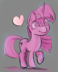 Size: 787x973 | Tagged: safe, artist:post-it, twilight sparkle, g4, :t, colored sketch, cute, female, heart, monochrome, raised hoof, sketch, smiling, solo
