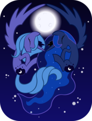 Size: 3399x4500 | Tagged: safe, artist:kalleflaxx, princess luna, g4, cute, duality, moon, s1 luna, sleeping, spread wings, the fun has been doubled, vector