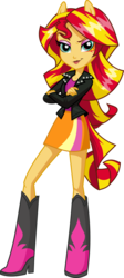 Size: 2500x5597 | Tagged: safe, artist:will290590, sunset shimmer, equestria girls, g4, crossed arms, dreamworks face, female, lipstick, looking at you, ponied up, simple background, solo, transparent background, vector