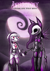 Size: 1111x1567 | Tagged: safe, artist:anthropony, oc, anthro, crossover, moon, skull, the nightmare before christmas