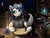 Size: 2560x1920 | Tagged: safe, artist:anthropony, oc, oc only, book, candle, feather, globe, moon, night, night sky, pen, sky