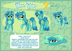 Size: 3160x2224 | Tagged: safe, artist:centchi, oc, oc only, oc:gloo who, goo pony, original species, high res, reference sheet, solo