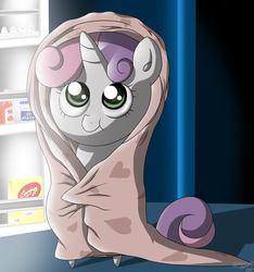 Size: 1543x1649 | Tagged: safe, artist:zsparkonequus, sweetie belle, g4, blanket, cute, diasweetes, female, looking up, night, solo