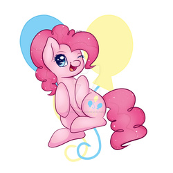 Size: 1024x1024 | Tagged: safe, artist:sellyluvsart, pinkie pie, g4, balloon, chibi, cute, diapinkes, female, solo