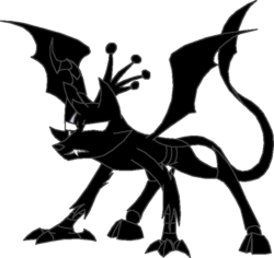 Size: 712x672 | Tagged: safe, artist:rexlupin, changeling, draconequus, alternate design, angry face, battle stance, bec noir, crossover, crown, draconequified, homestuck, jack noir, no missing body parts, solo, species swap