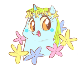 Size: 500x500 | Tagged: safe, artist:mt, whoa nelly, g4, cute, fat, female, floral head wreath, flower, portrait, simple background, smiling, solo, white background, whoa nellybetes
