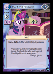 Size: 358x500 | Tagged: safe, enterplay, fluttershy, twilight sparkle, g4, high magic, my little pony collectible card game, the cutie re-mark, big crown thingy, ccg, star swirl the bearded's book